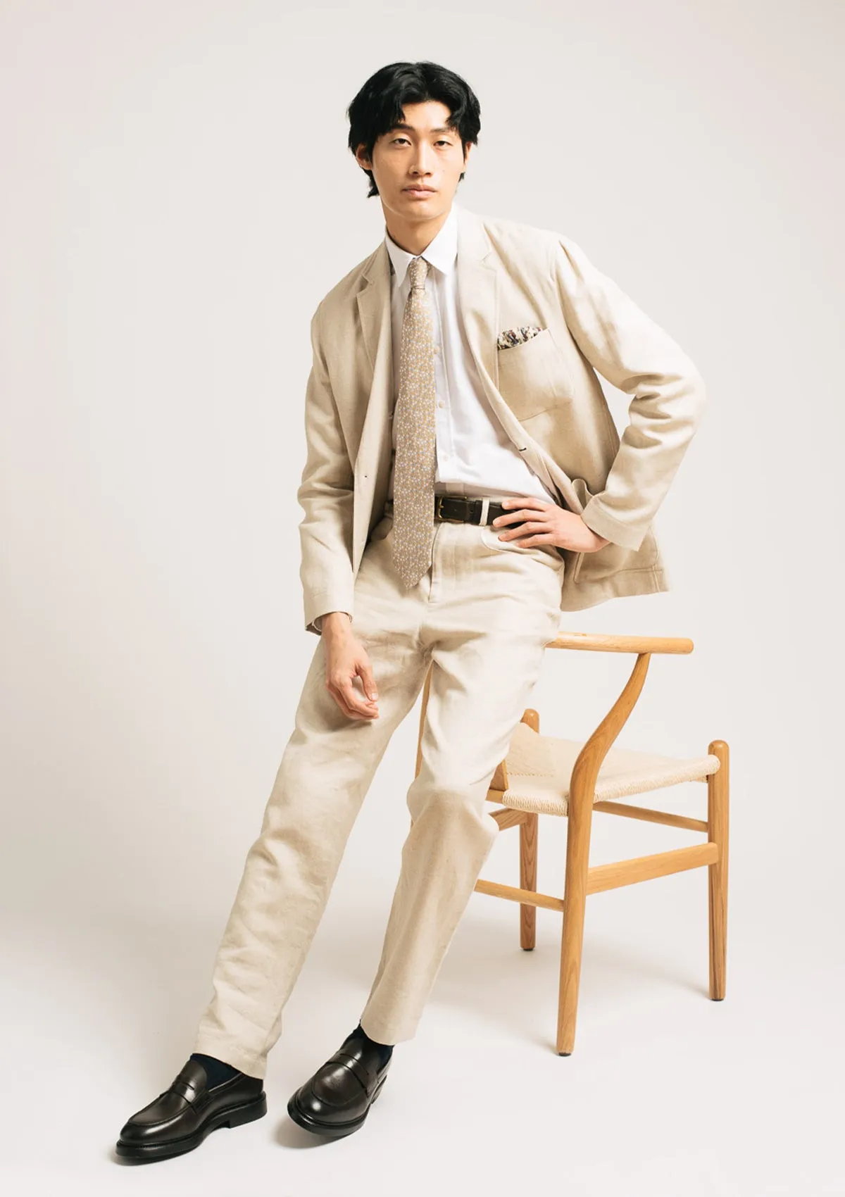 Sand Cotton Linen Casual Trousers