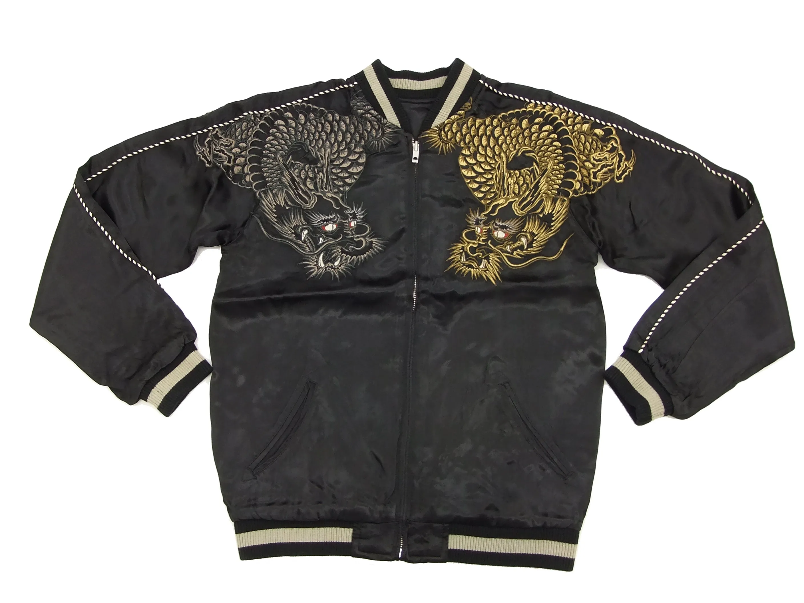 SATORI Japanese Souvenir Jacket Dragon Men's Sukajan GSJR-009 Black