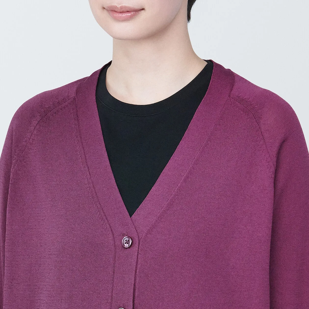 Shape-Keeping V-Neck Wide Cardigan