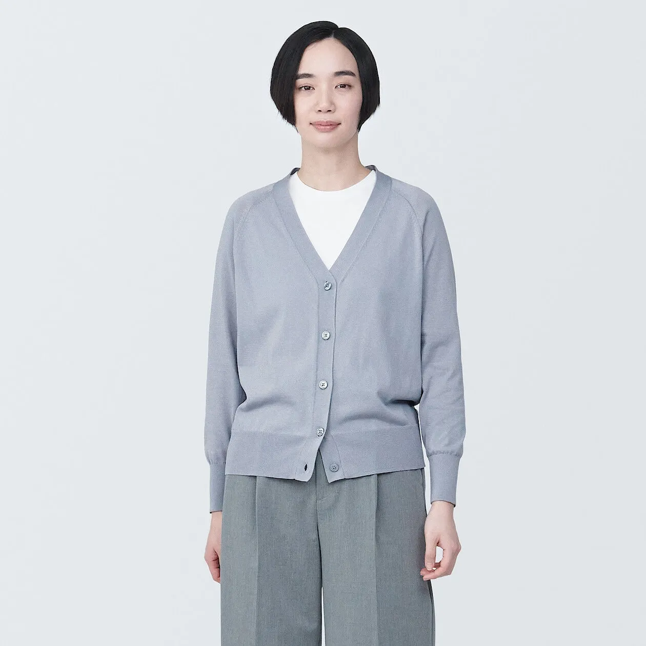 Shape-Keeping V-Neck Wide Cardigan