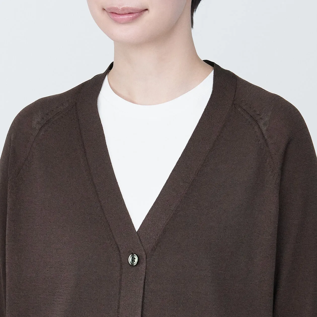 Shape-Keeping V-Neck Wide Cardigan
