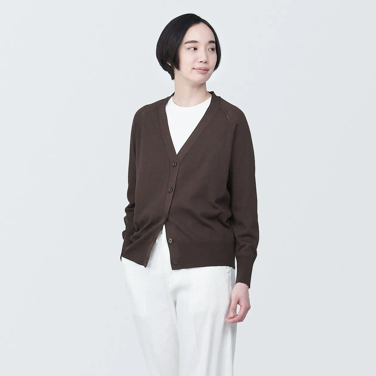 Shape-Keeping V-Neck Wide Cardigan