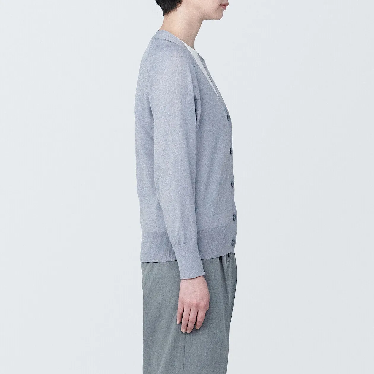 Shape-Keeping V-Neck Wide Cardigan