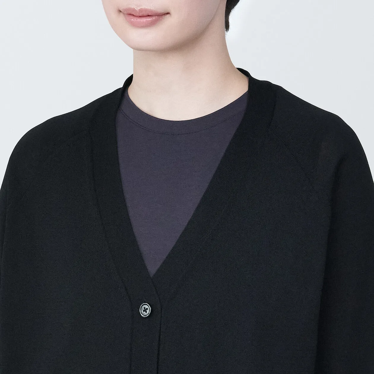 Shape-Keeping V-Neck Wide Cardigan
