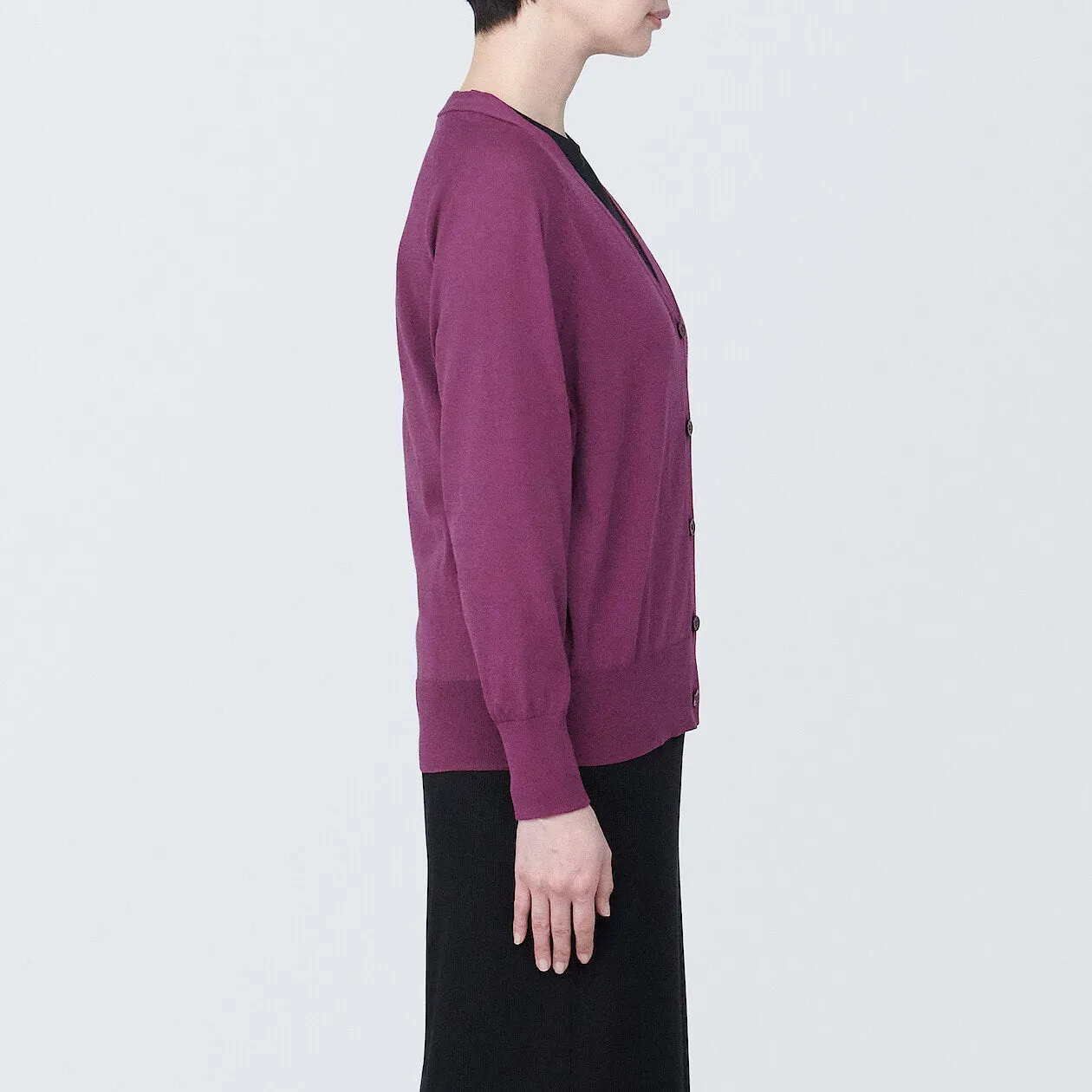 Shape-Keeping V-Neck Wide Cardigan