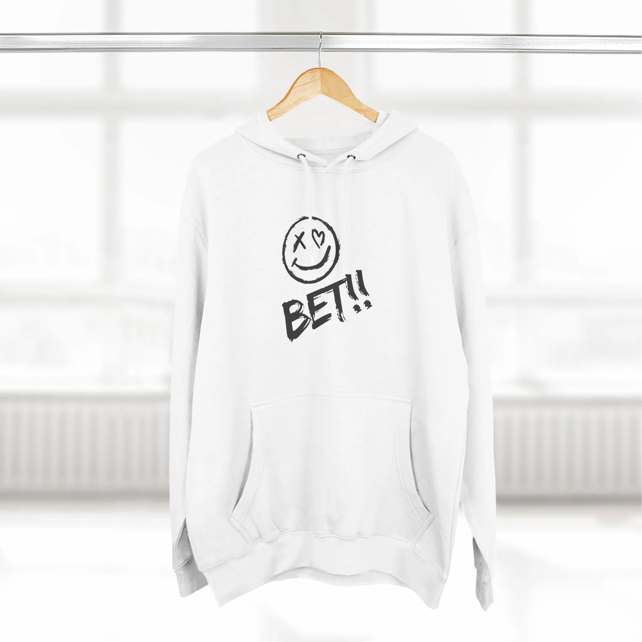 Smiley Bet Fleece Hoodie - Casual Fun, Relaxing, Sports Events, Everyday Wear - Cozy Sweatshirt, Unisex Hoodie