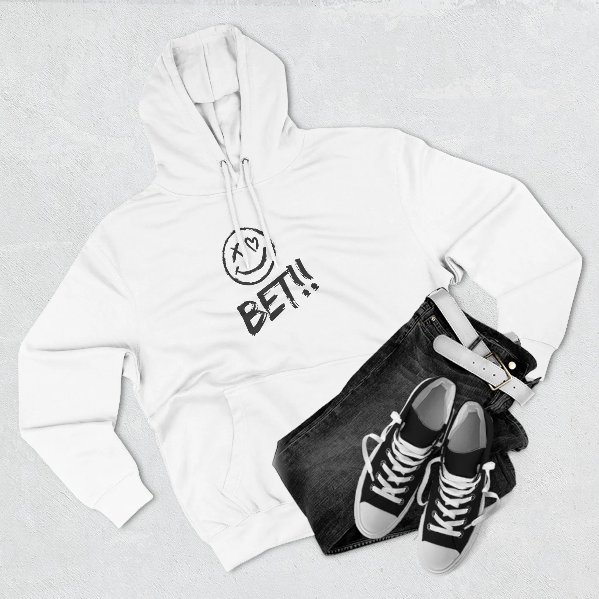 Smiley Bet Fleece Hoodie - Casual Fun, Relaxing, Sports Events, Everyday Wear - Cozy Sweatshirt, Unisex Hoodie