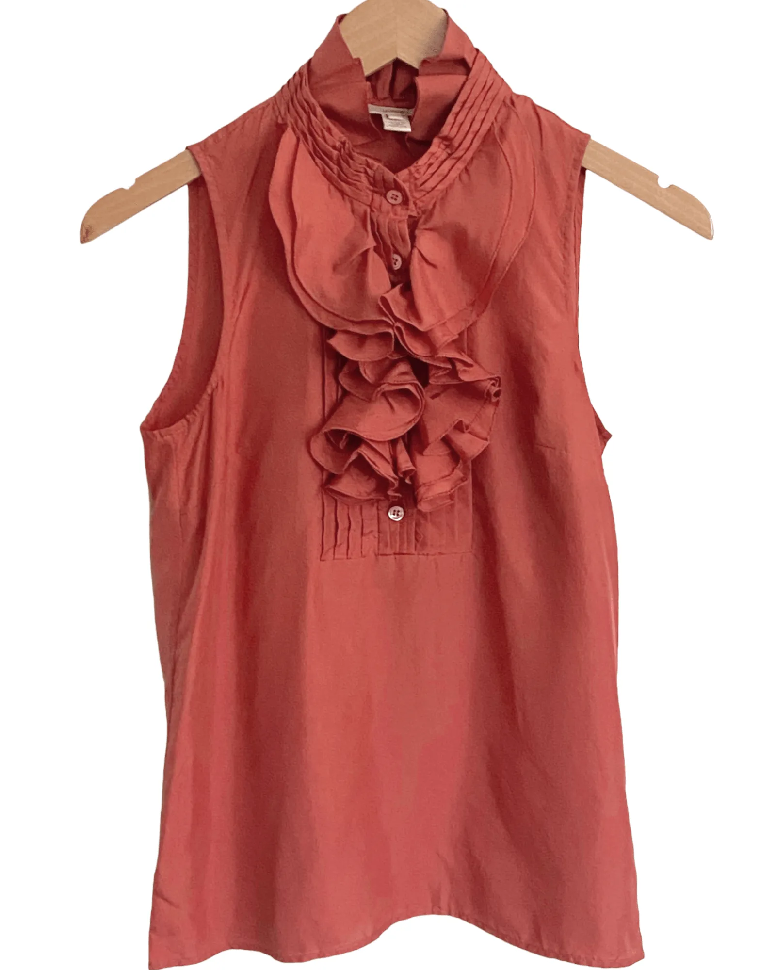 Soft Autumn Spice Silk Ruffle Blouse