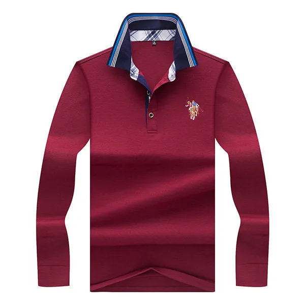 Striped Collar Casual Business Polo Shirt