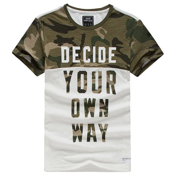 Summer Casual Cotton Tee Top Camouflage Round Neck Short Sleeve T-shirts for Men