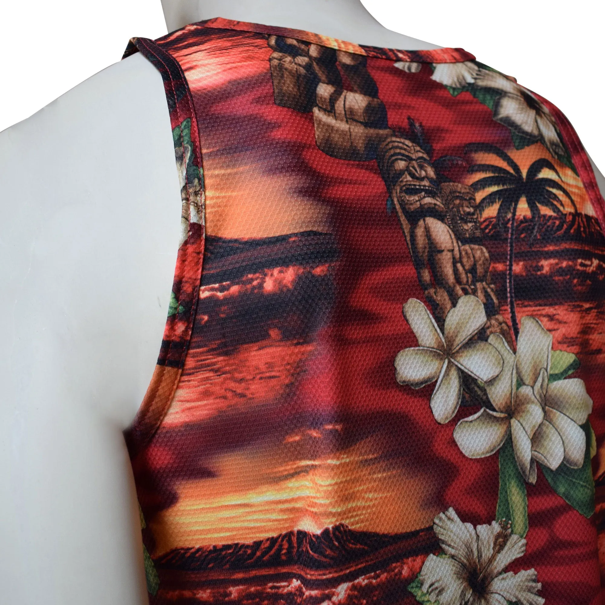 Sunset Men's Printed Tank Top - Hawaiian All Over Pattern Lightweight Fast-Drying Casual Men Unisex Texture Tank Top