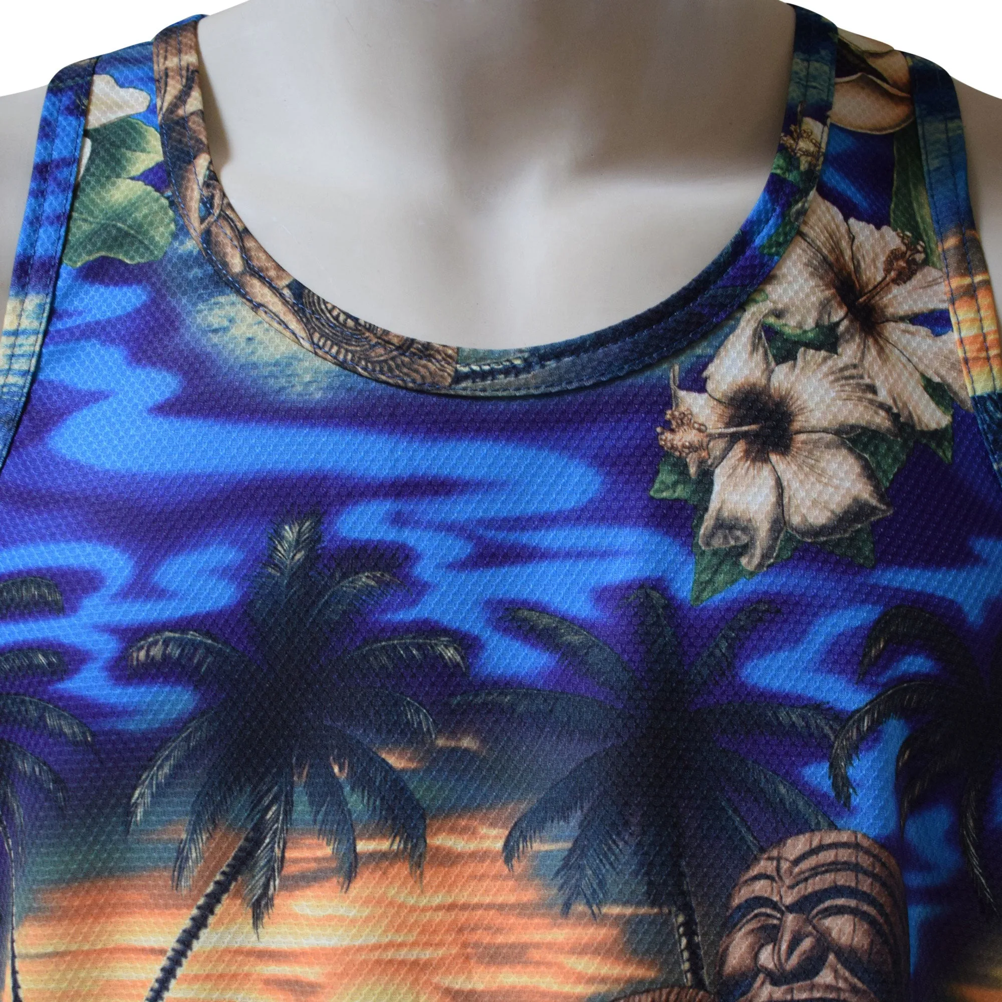 Sunset Men's Printed Tank Top - Hawaiian All Over Pattern Lightweight Fast-Drying Casual Men Unisex Texture Tank Top