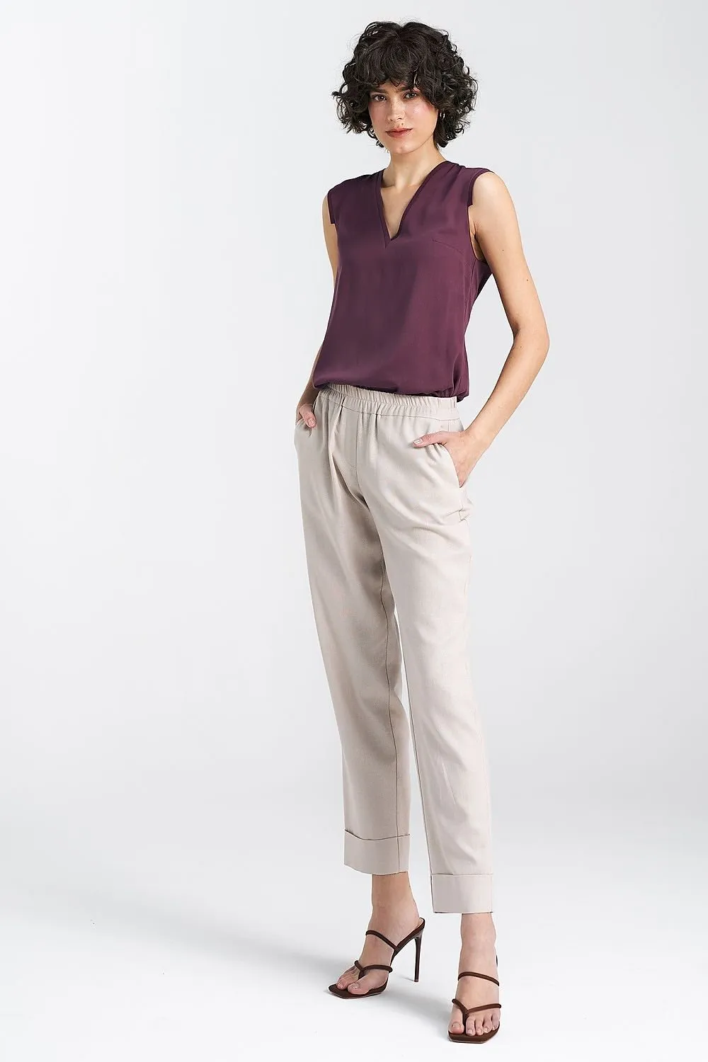TEEK - Violet Sleeveless Tab Shoulder Blouse
