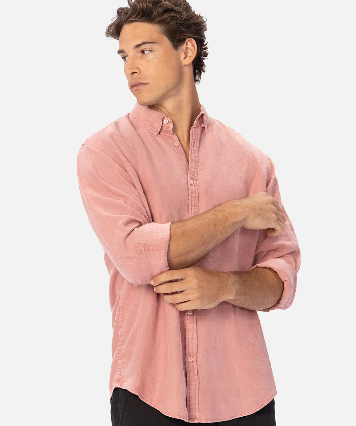 The Trinidad Linen L/s Shirt - Washed Rose