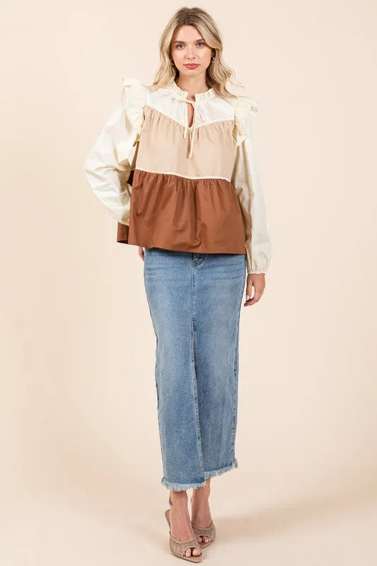 Tiered Color Block Blouse | 2 Colors