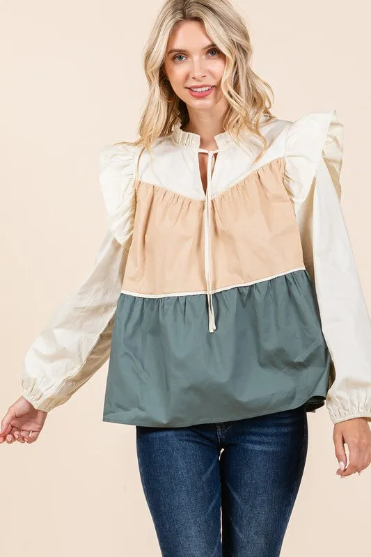Tiered Color Block Blouse | 2 Colors