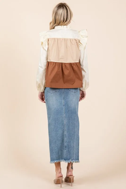 Tiered Color Block Blouse | 2 Colors