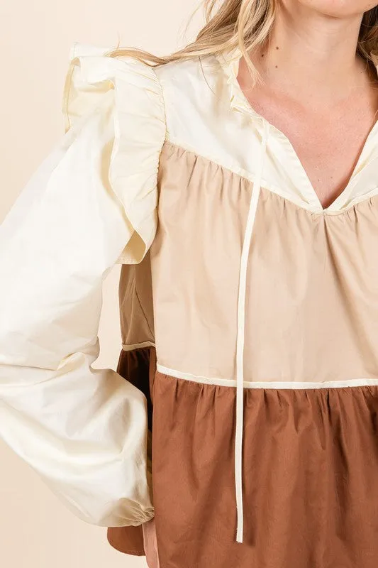 Tiered Color Block Blouse | 2 Colors