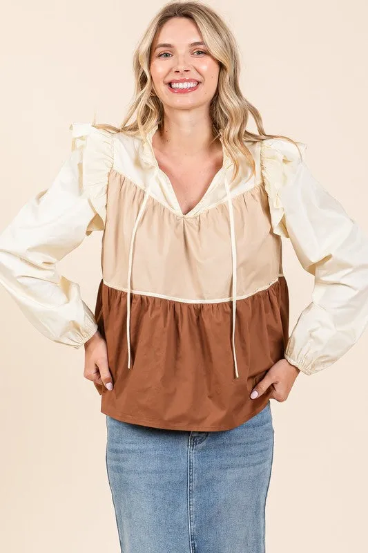 Tiered Color Block Blouse | 2 Colors