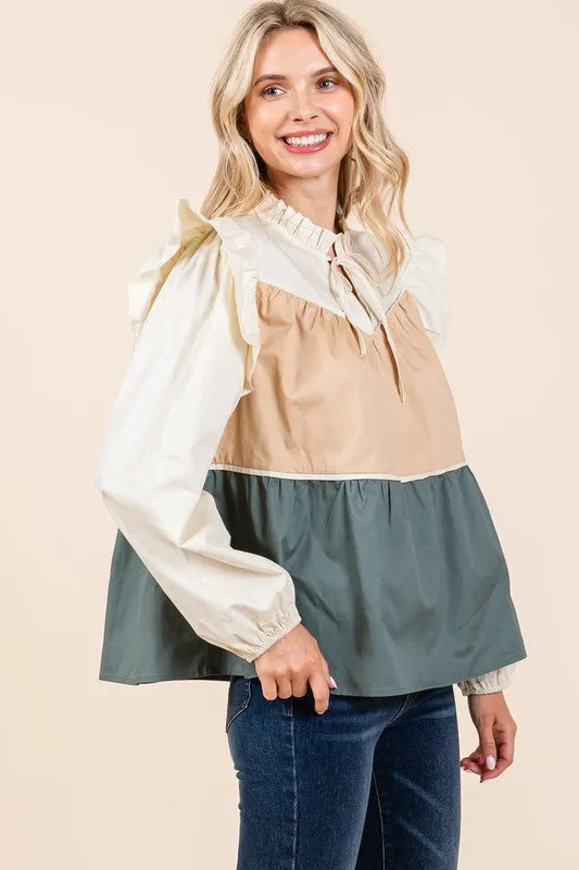 Tiered Color Block Blouse | 2 Colors
