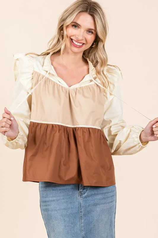 Tiered Color Block Blouse | 2 Colors