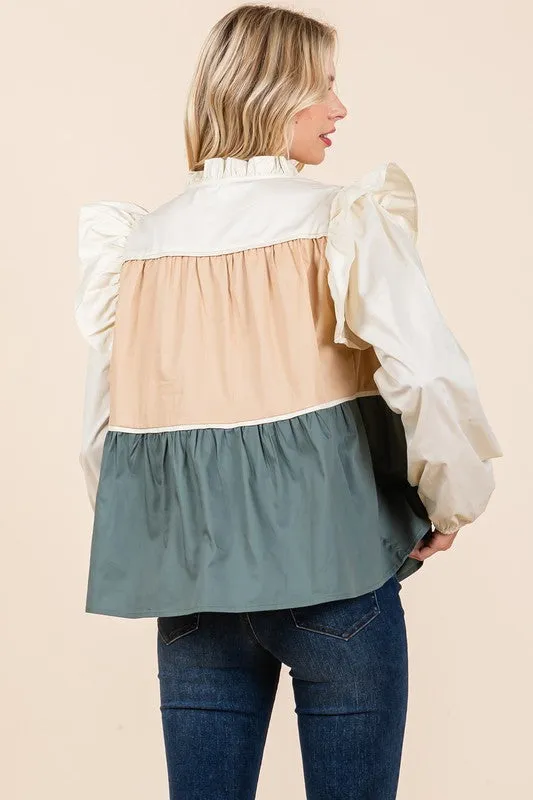 Tiered Color Block Blouse | 2 Colors