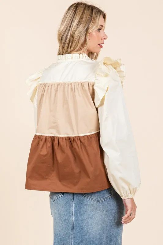 Tiered Color Block Blouse | 2 Colors