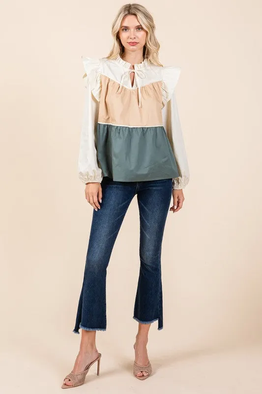 Tiered Color Block Blouse | 2 Colors