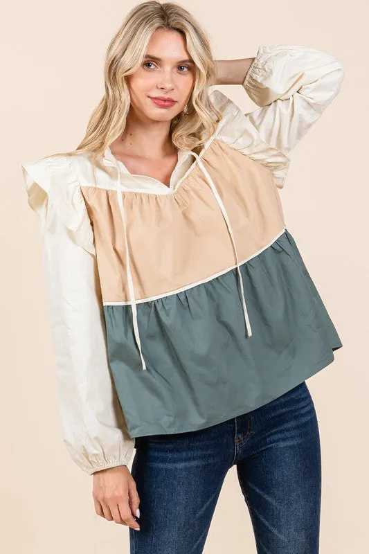 Tiered Color Block Blouse | 2 Colors