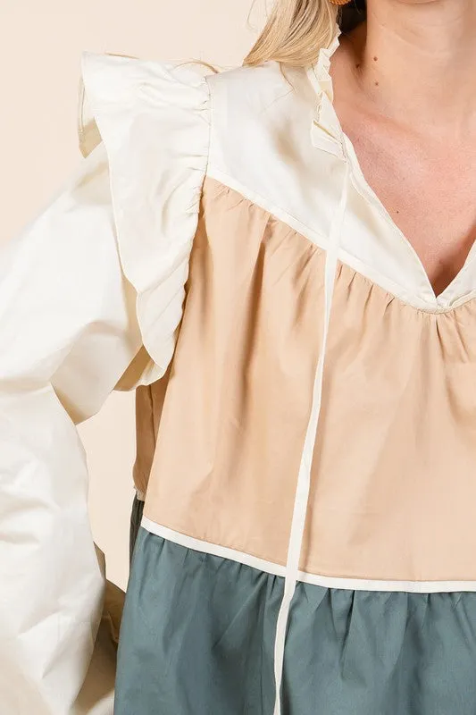 Tiered Color Block Blouse | 2 Colors