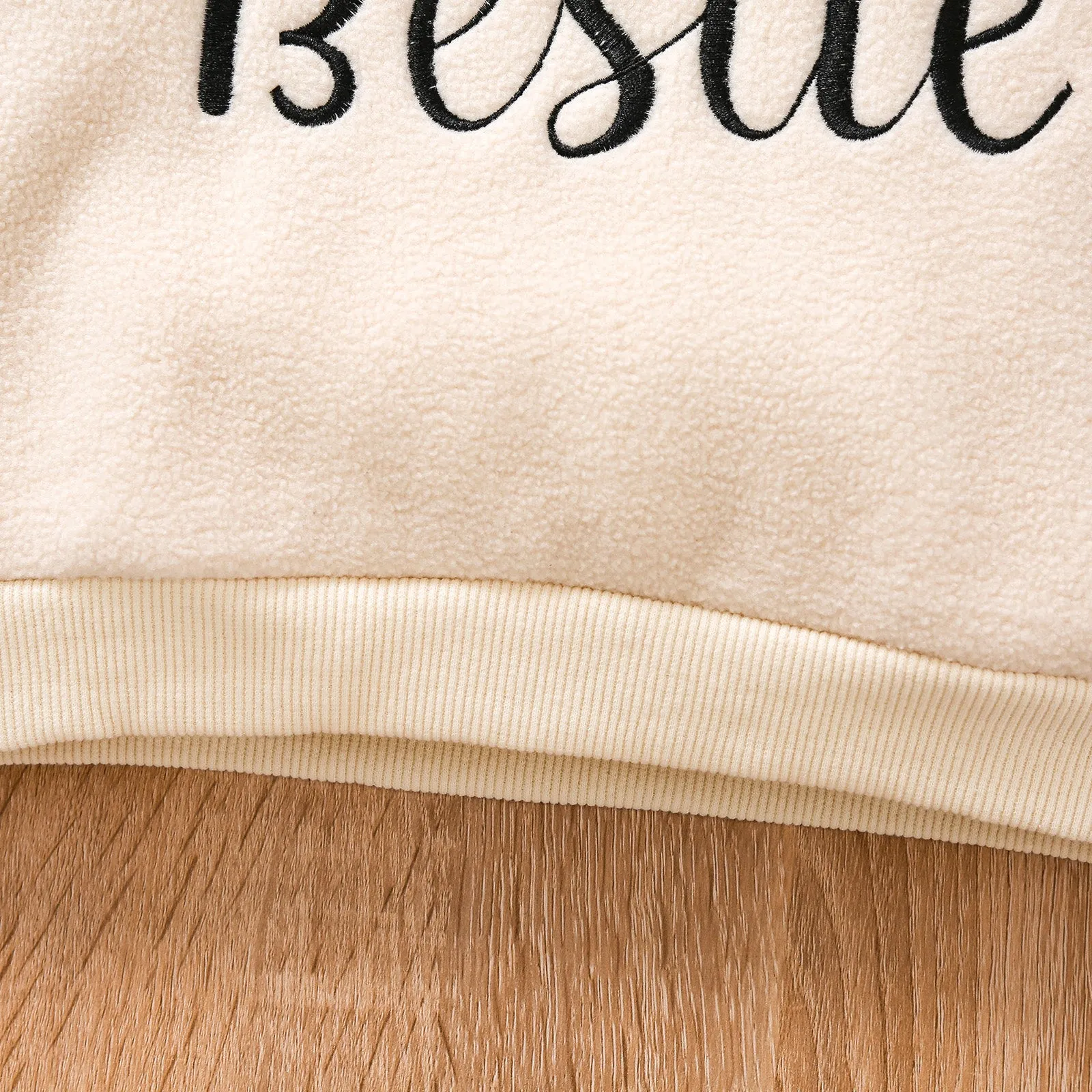 Toddler Girl Letter Embroidered Leopard Ear Design Polar Fleece Fuzzy Hoodie Sweatshirt