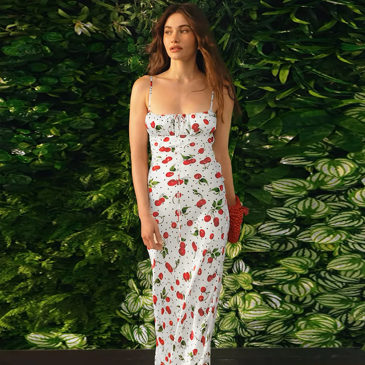 Vvsha Kynslee Cherry Print Maxi Dress
