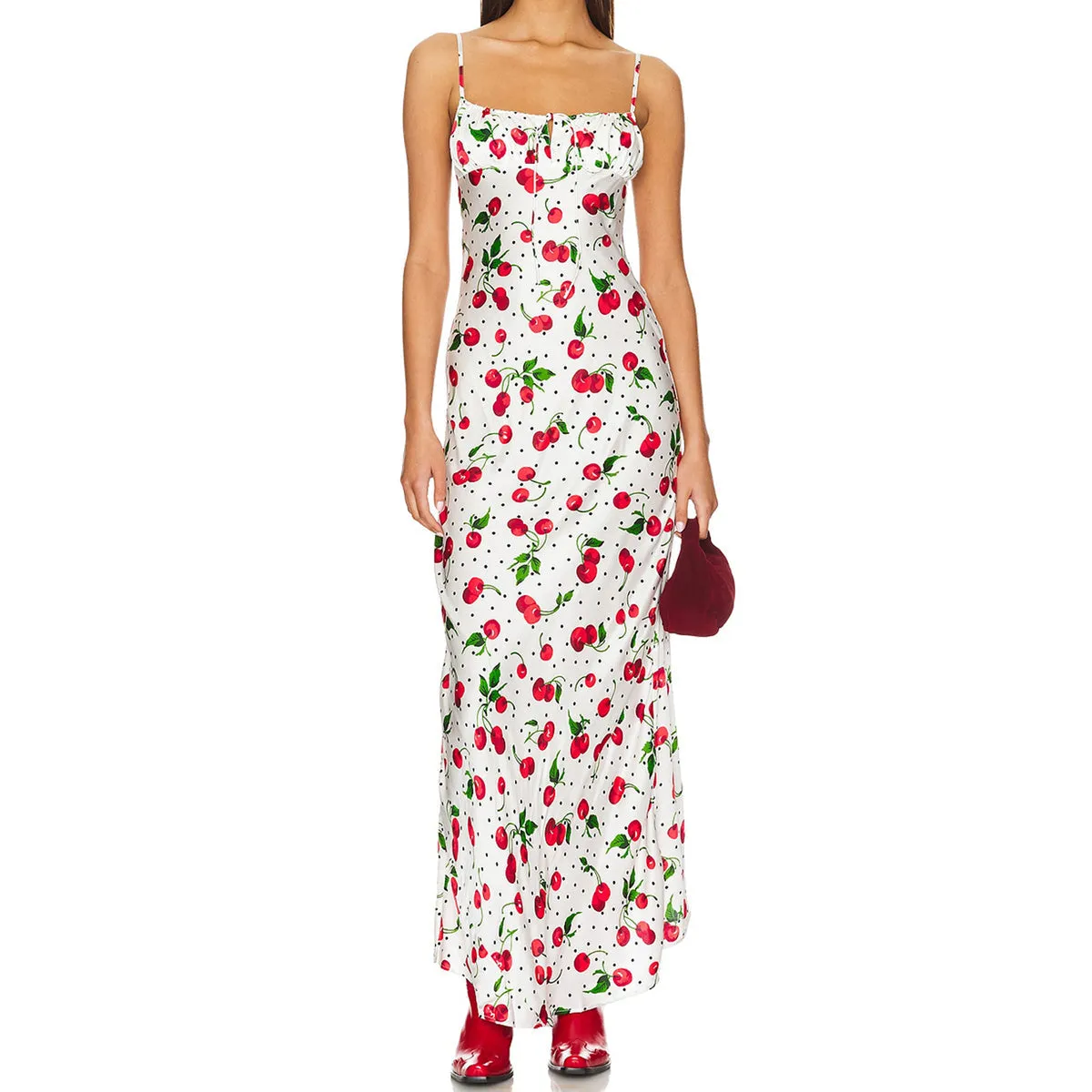 Vvsha Kynslee Cherry Print Maxi Dress