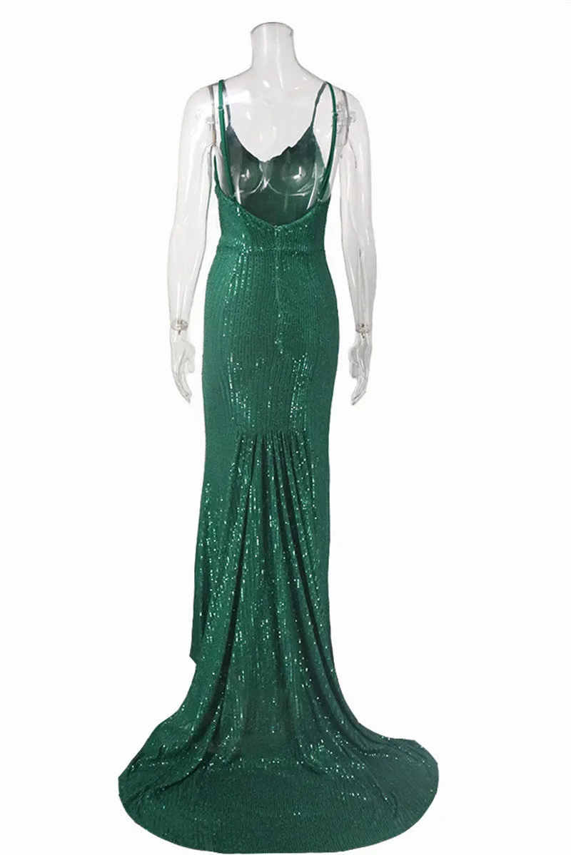 Wendy Sequins Sparkle Sexy Long Evening Dress