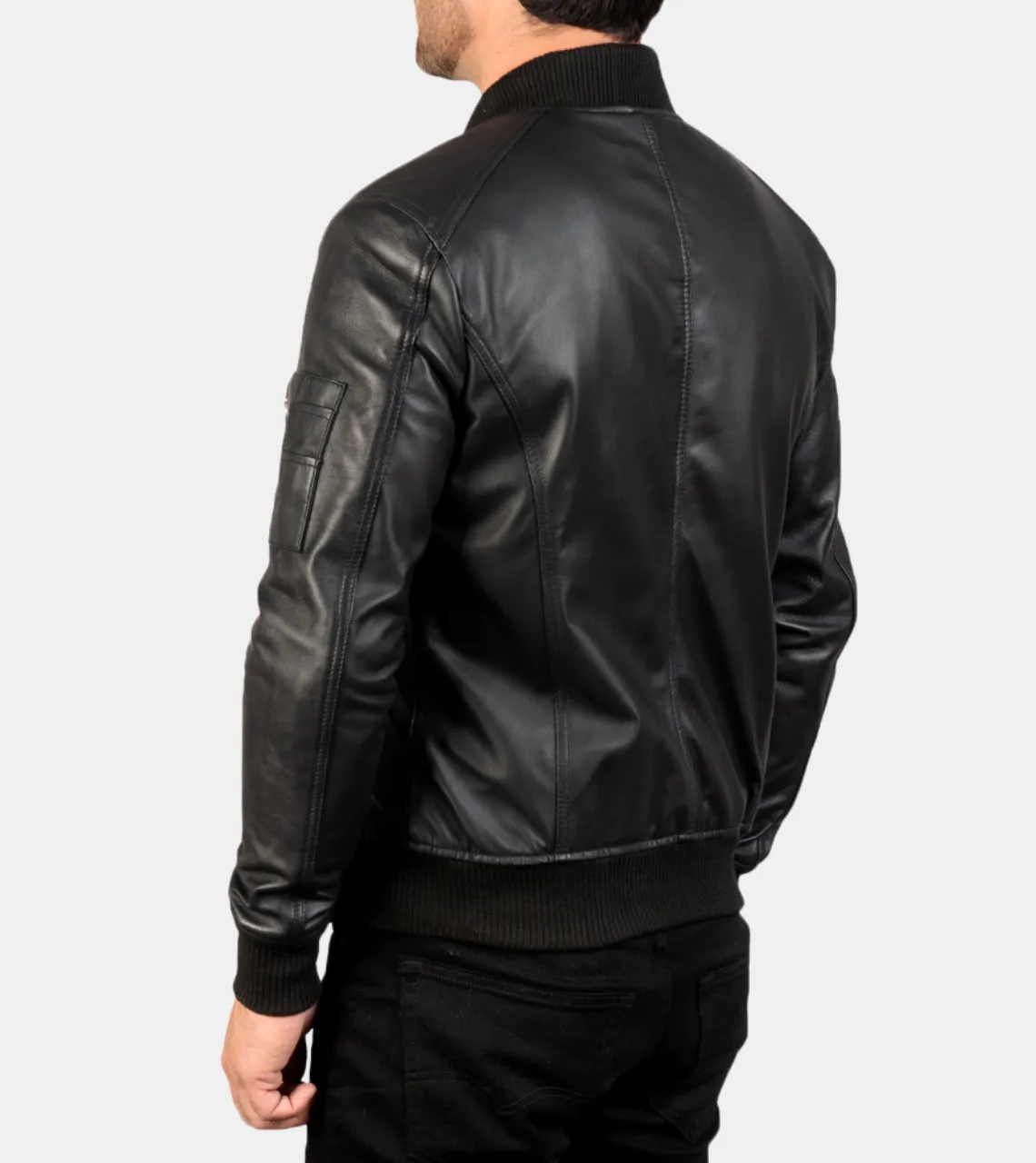 Wolston Men's Black Bomber Leather Jacket